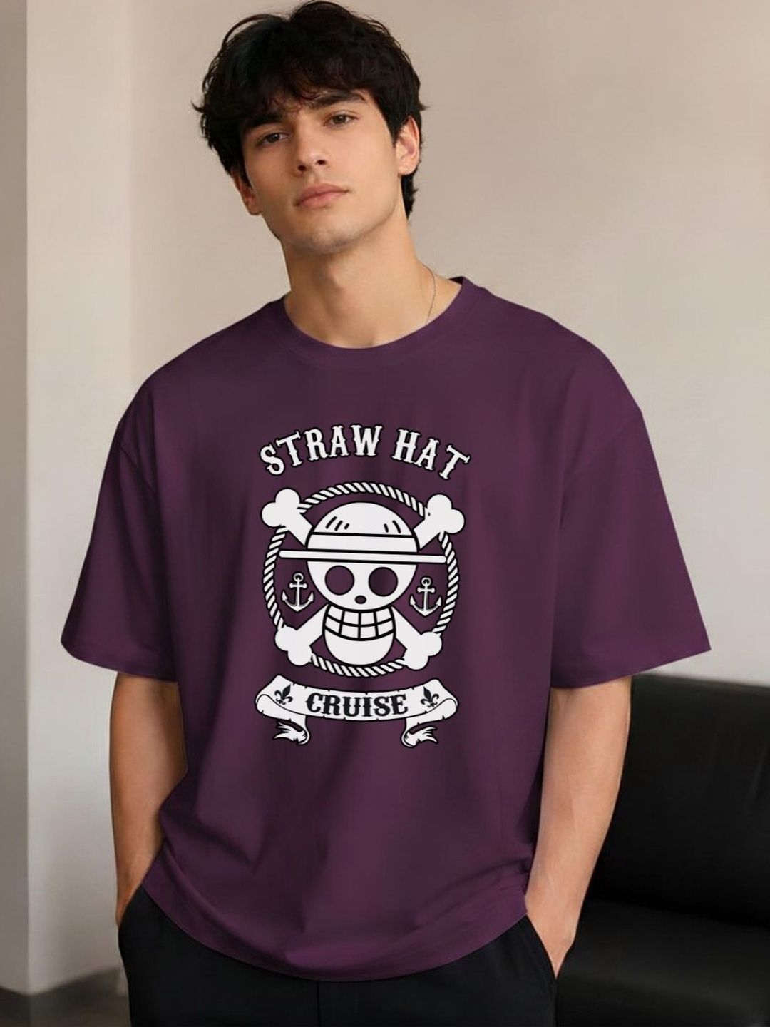 R.Code by The Roadster Life Co. Men Printed Drop-Shoulder Sleeves T-shirt