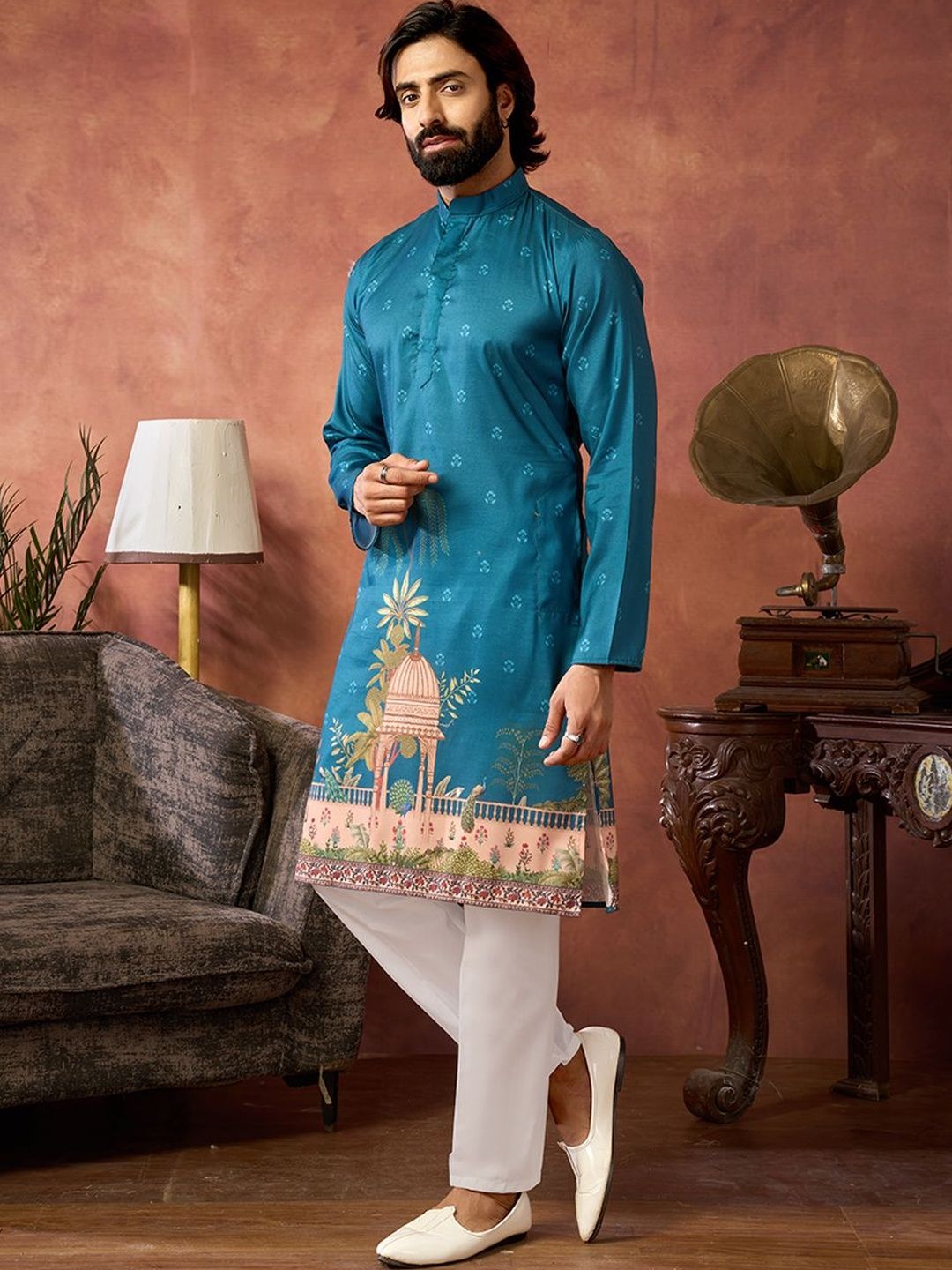 House of Pataudi Men Ethnic Motifs Printed Kurta