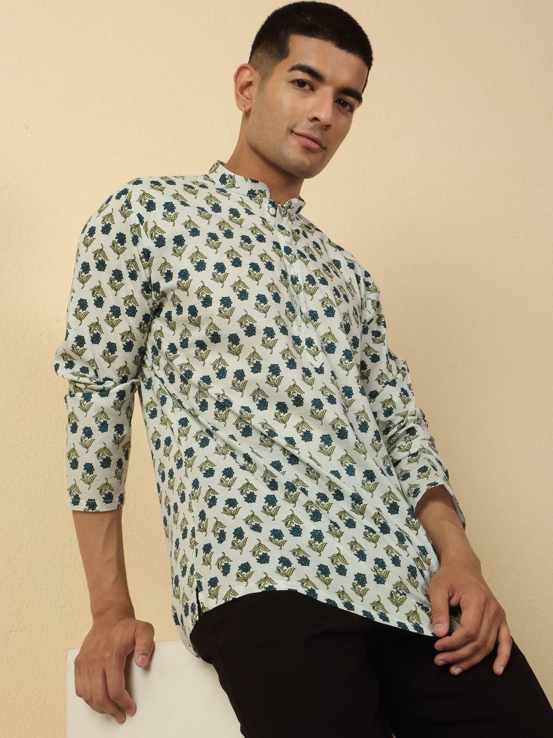 KRAFT INDIA Men Floral Printed Indie Prints Kurta