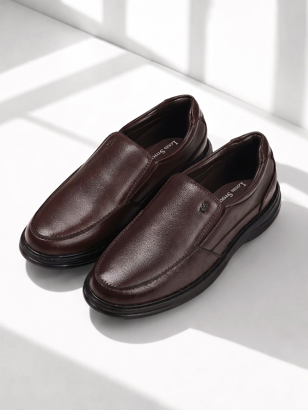 LOUIS STITCH Brunette Brown Ultra Lightweight Formal Slip On Shoes