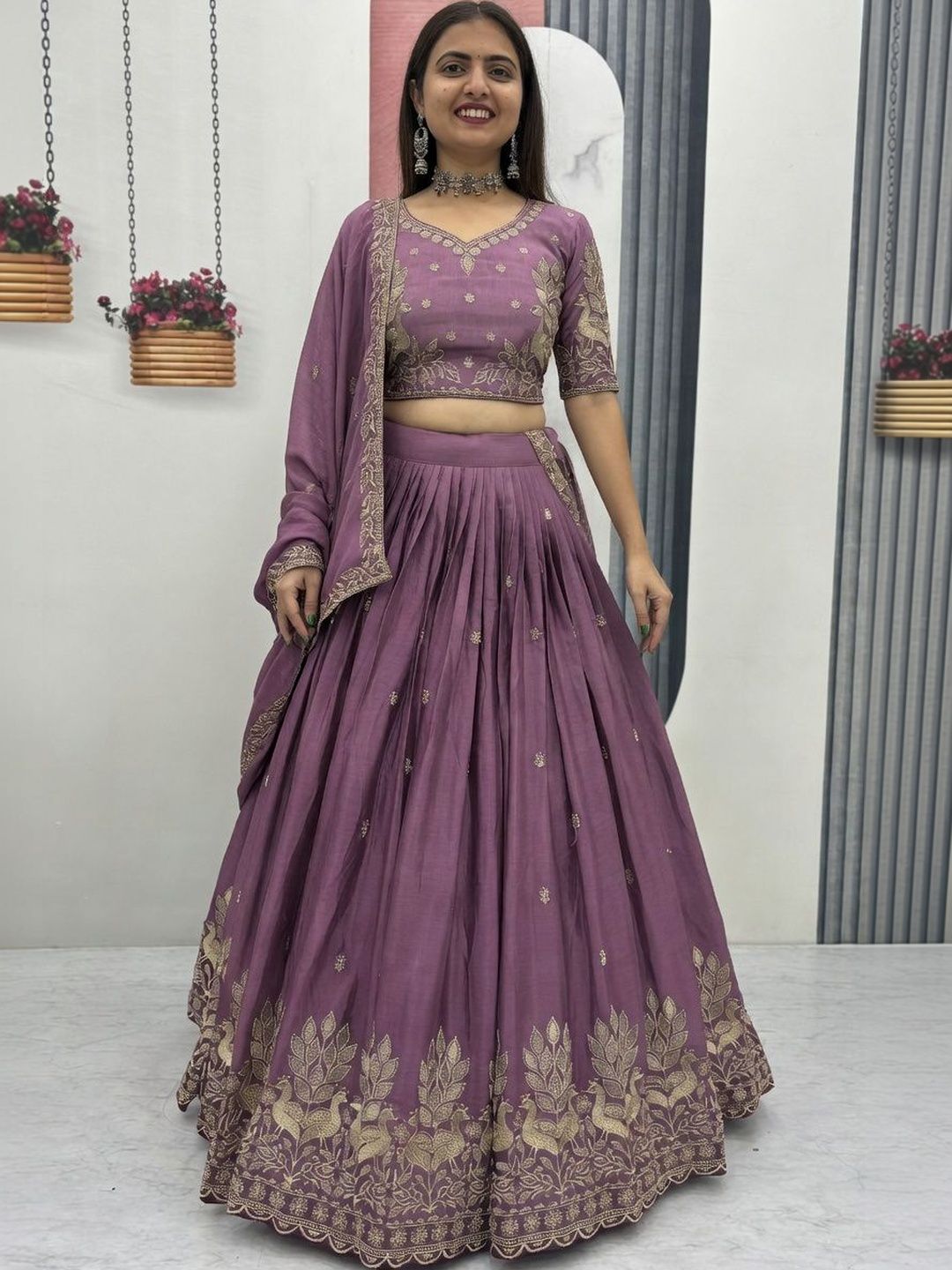 Closin Embroidered Semi-Stitched Lehenga & Unstitched Blouse With Dupatta