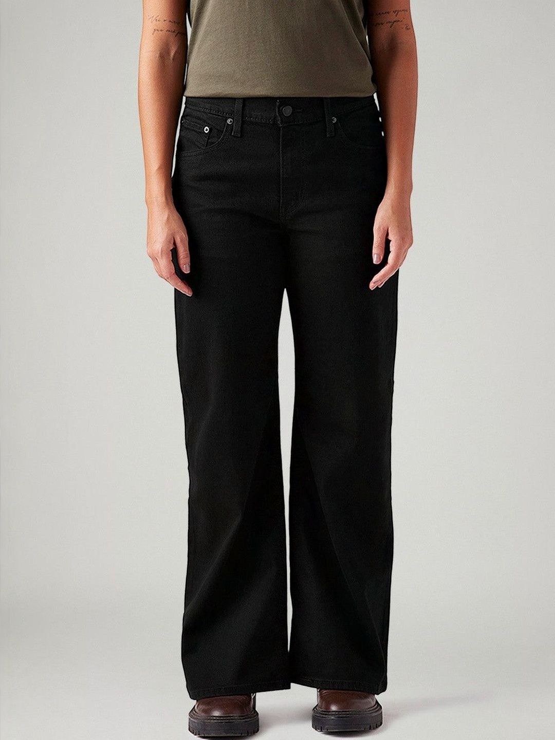Levis Levis Women's Black Loose Bootcut Fit Mid Rise Jeans