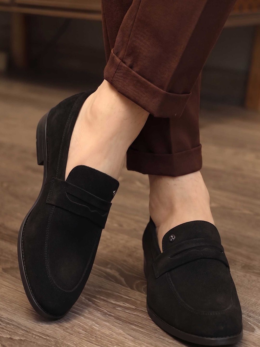 HERE&NOW Men Round Toe Formal Slip-Ons Loafers
