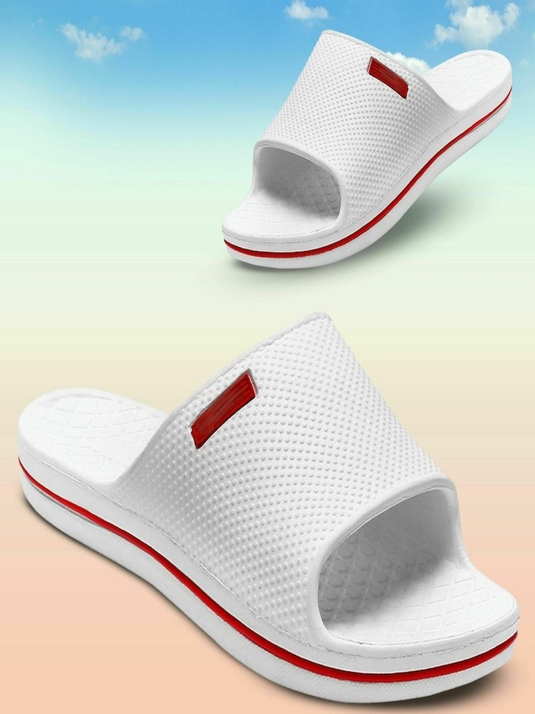FIVEFEB Men Textured Sliders Flip Flops