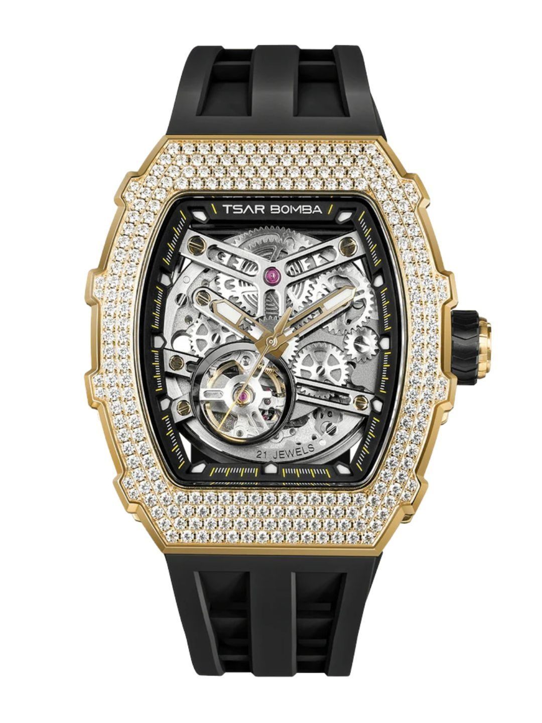 Tsar Bomba Tsar Bomba Elemental Men Luxury Automatic Skeleton Rectangular Dial Watch-TB8208D-13