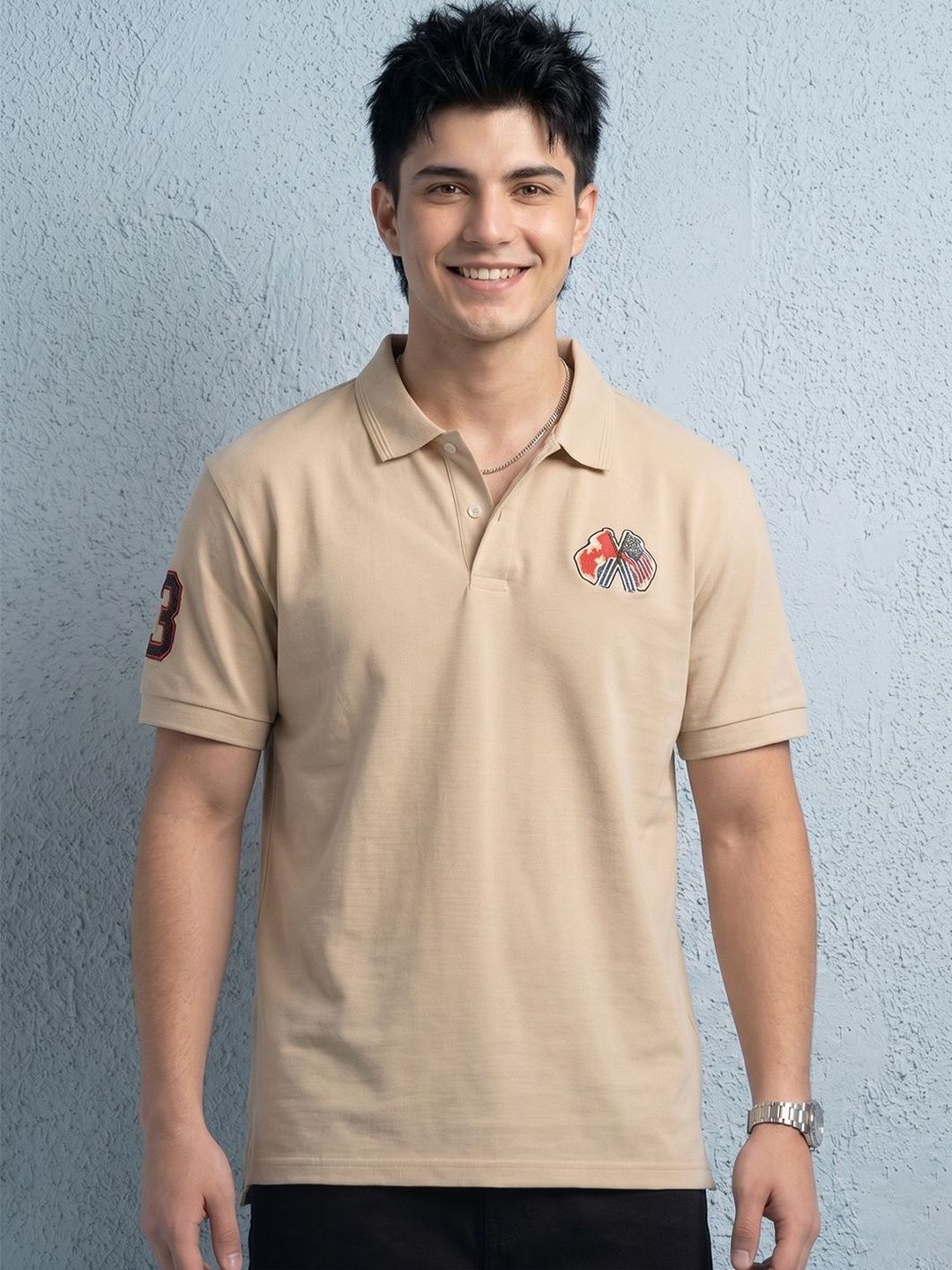 Moda Rapido Men Brand Logo Polo Collar T-shirt