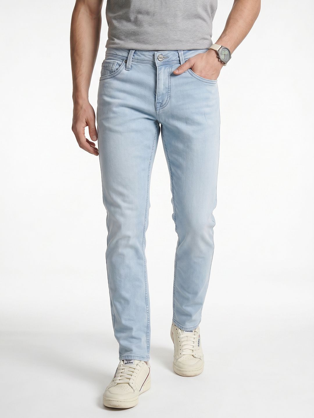 Integriti Integriti Men Smart Slim Fit Mid-Rise Light Fade Stretchable Jeans