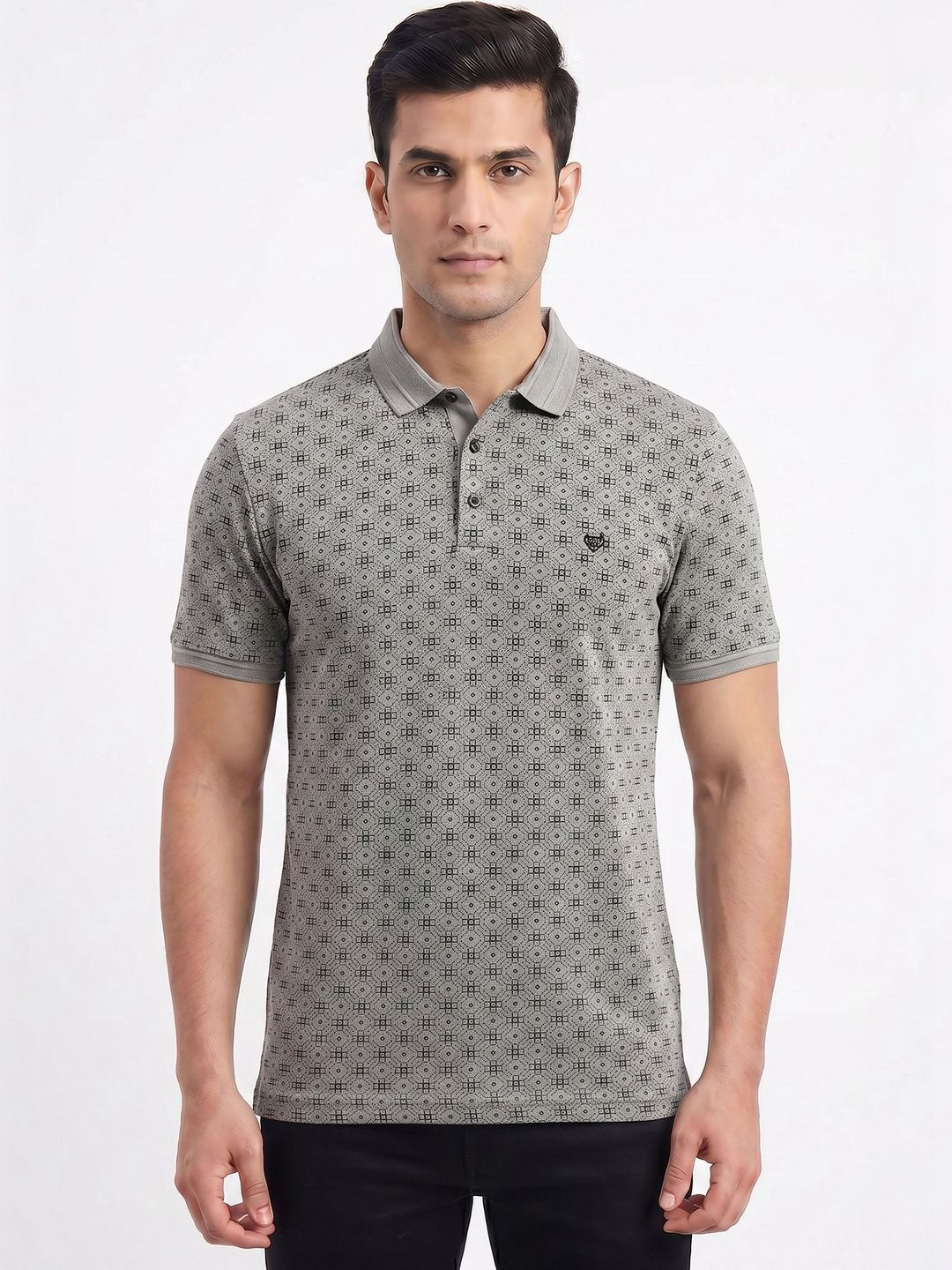 Plugin Men Printed Polo Collar T-shirt