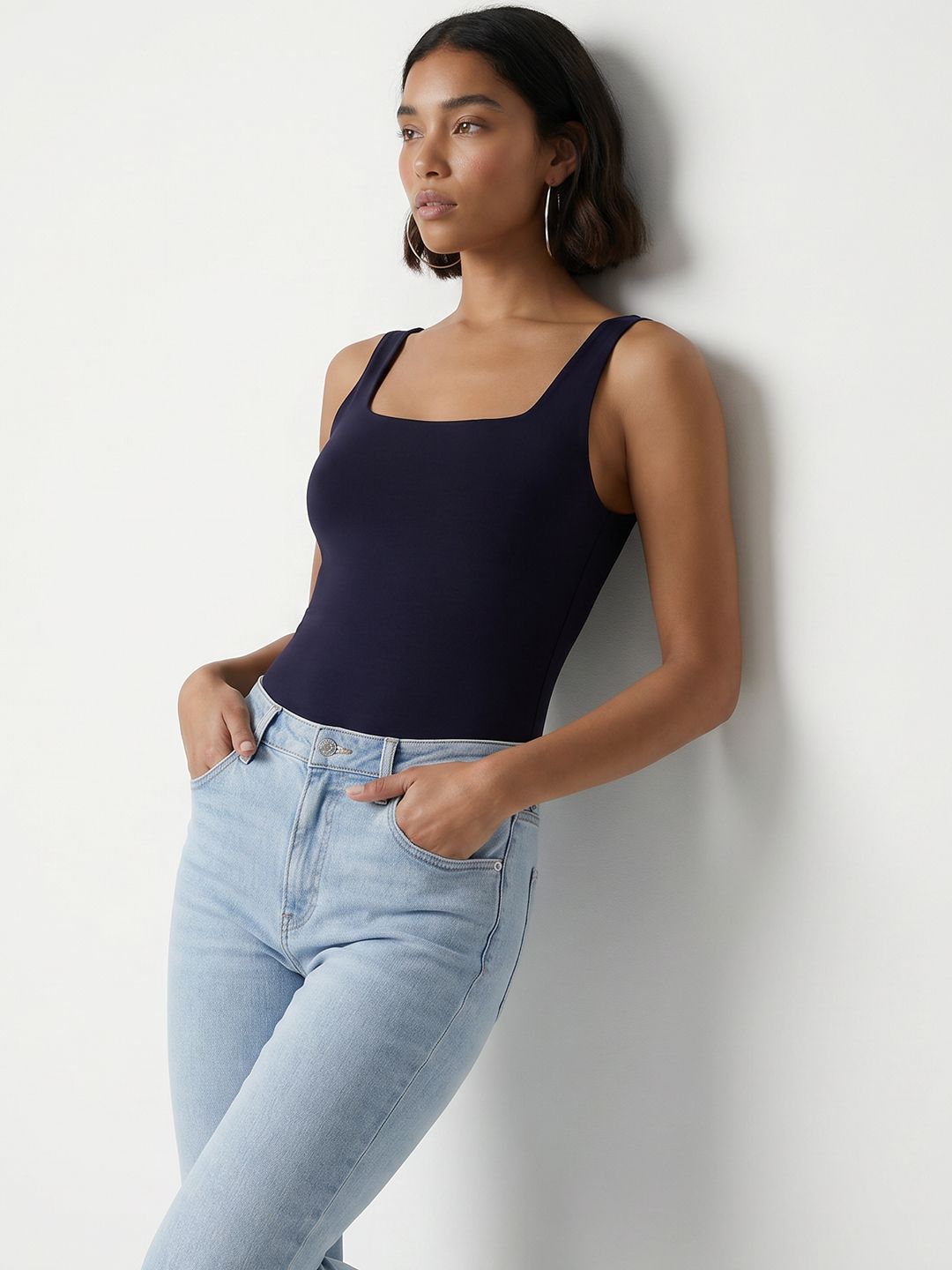Navy Blue Solid Tank Top - Buy Navy Blue Solid Tank Top online in