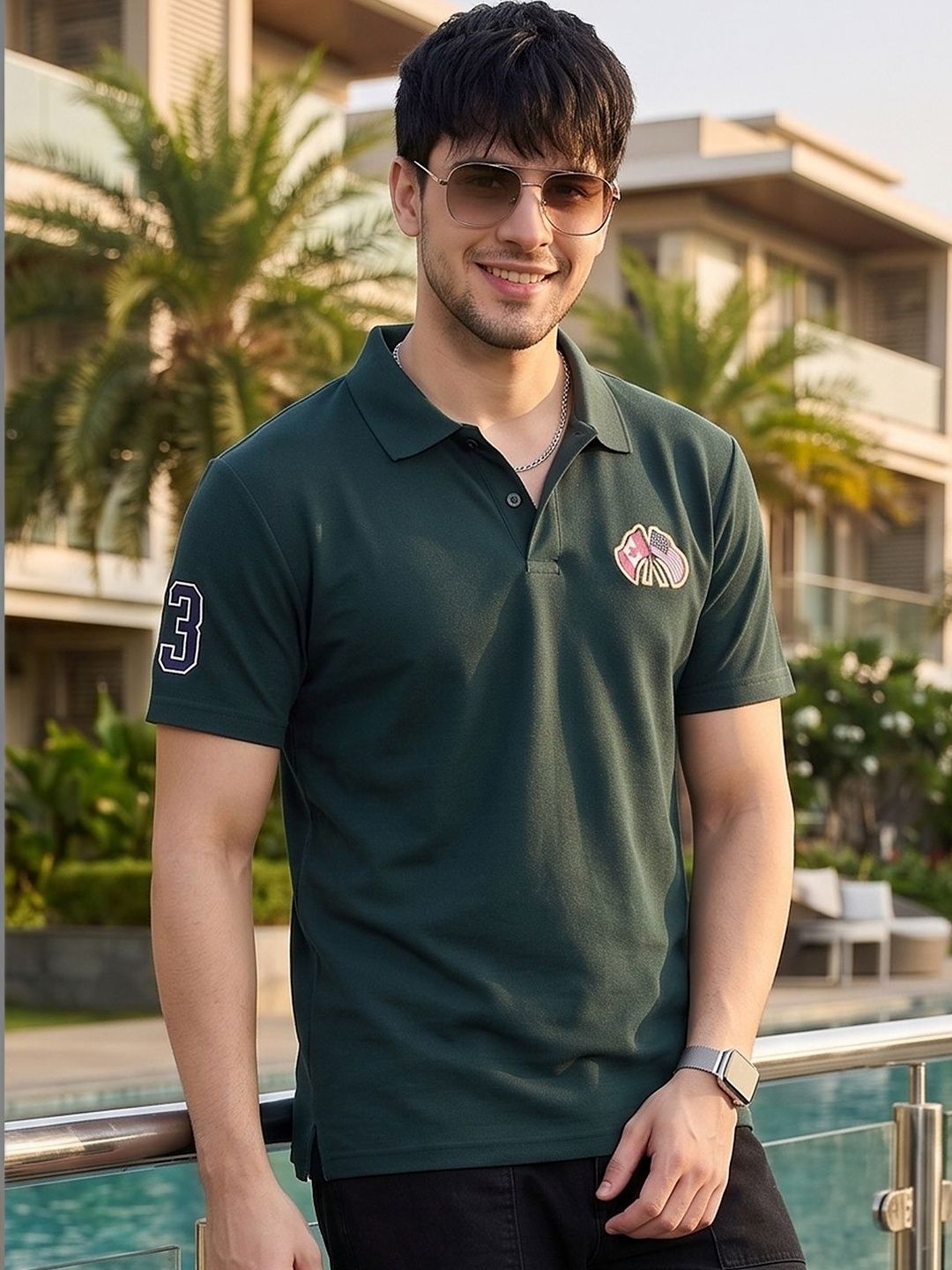 Mast & Harbour Men Brand Logo Printed Polo Collar Applique T-shirt