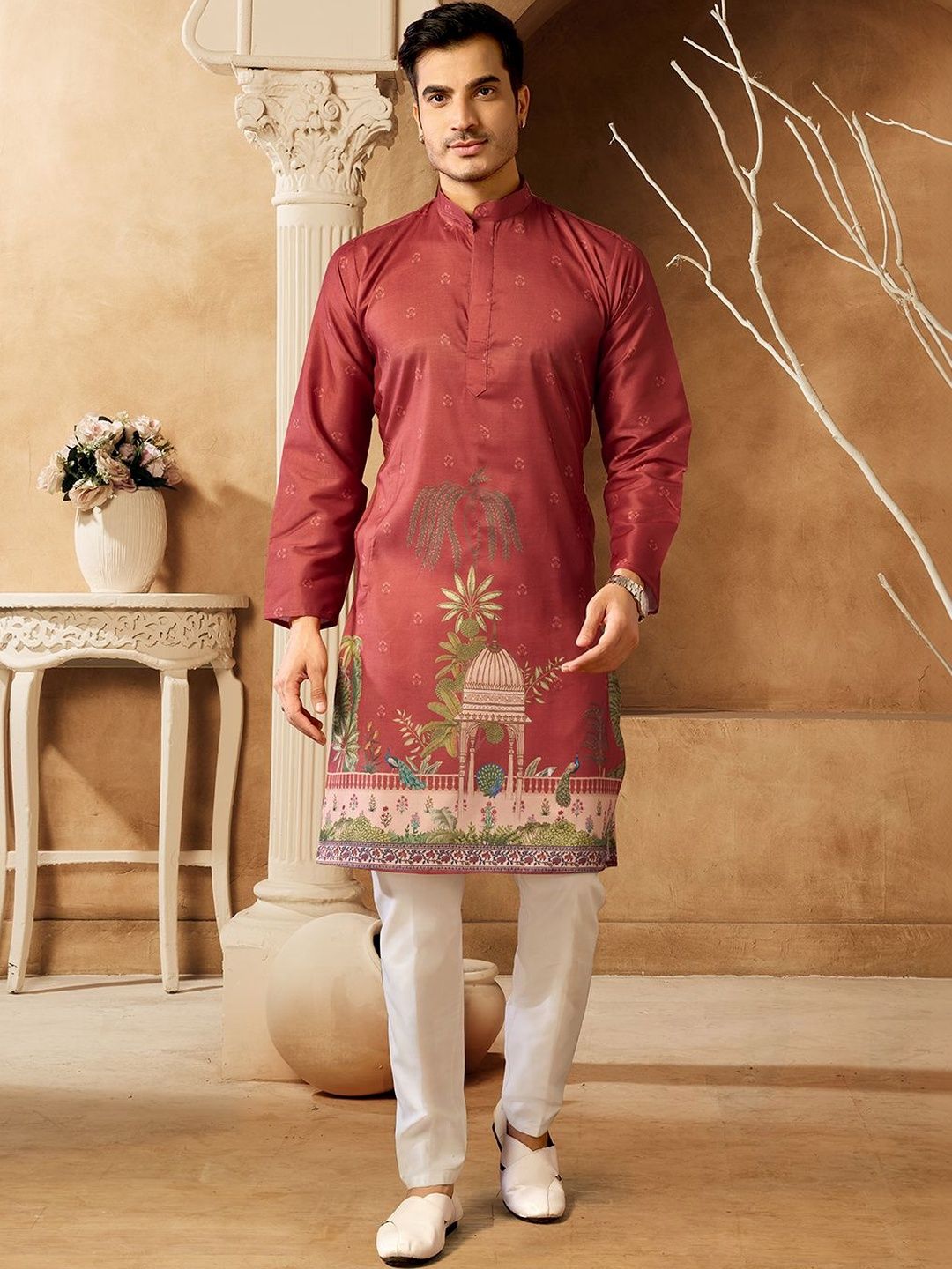 House of Pataudi Men Ethnic Motifs Printed Kurta
