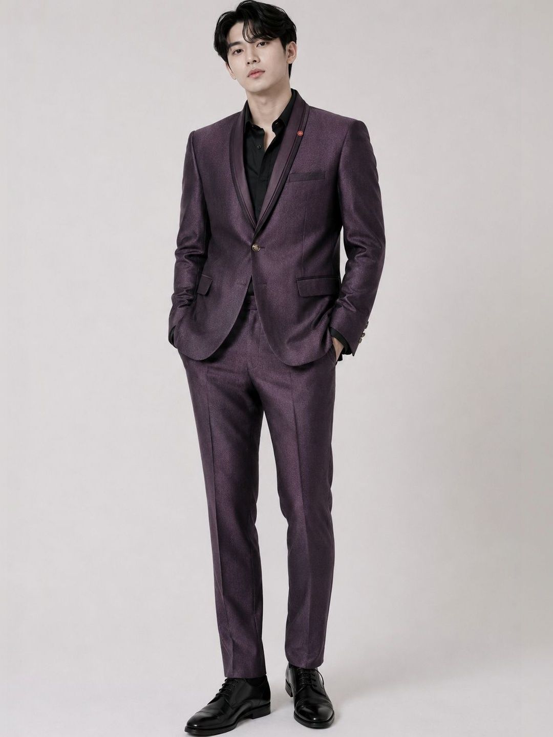 Thecrownandcollar Self Designed Tailored Fit Single-Breasted Two-Piece Suit