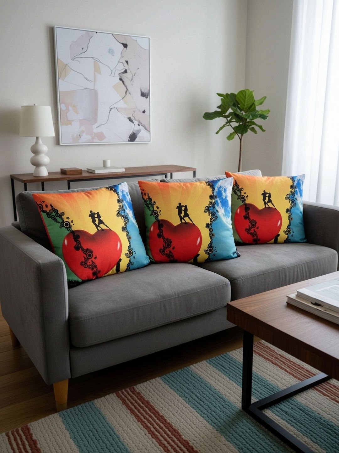 Themes Furnishings & Decor Themes Furnishings & Decor Multicoloured Set of 3 Square Cushion Covers