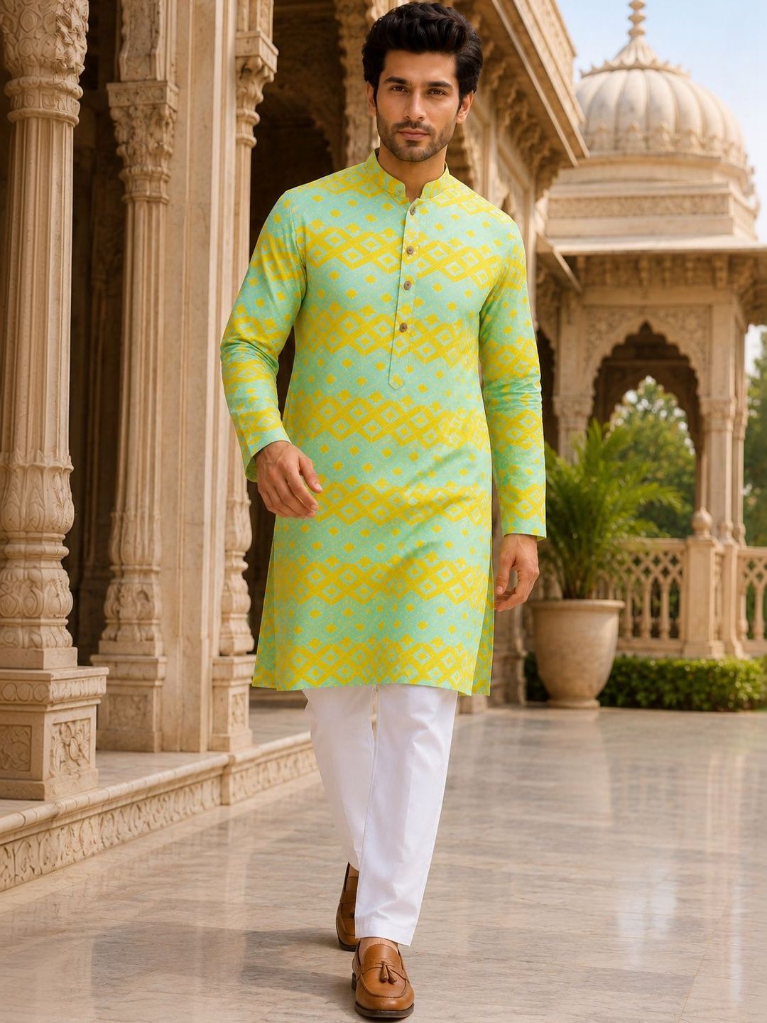 SOURAGYA Men Geometric Printed Kurta