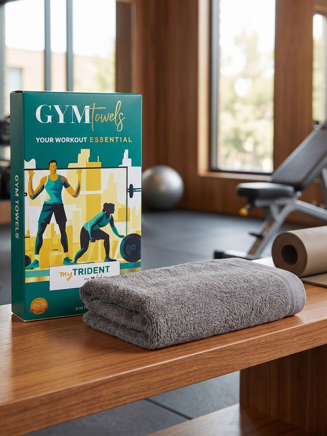 MYTRIDENT MYTRIDENT Charcoal Grey 450 GSM Gym Towel