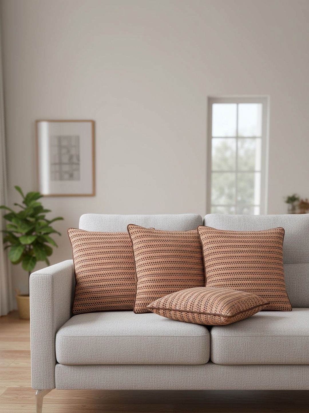 Themes Furnishings & Decor Themes Furnishings & Decor Orange Set of 3 Geometric Square Cushion Covers