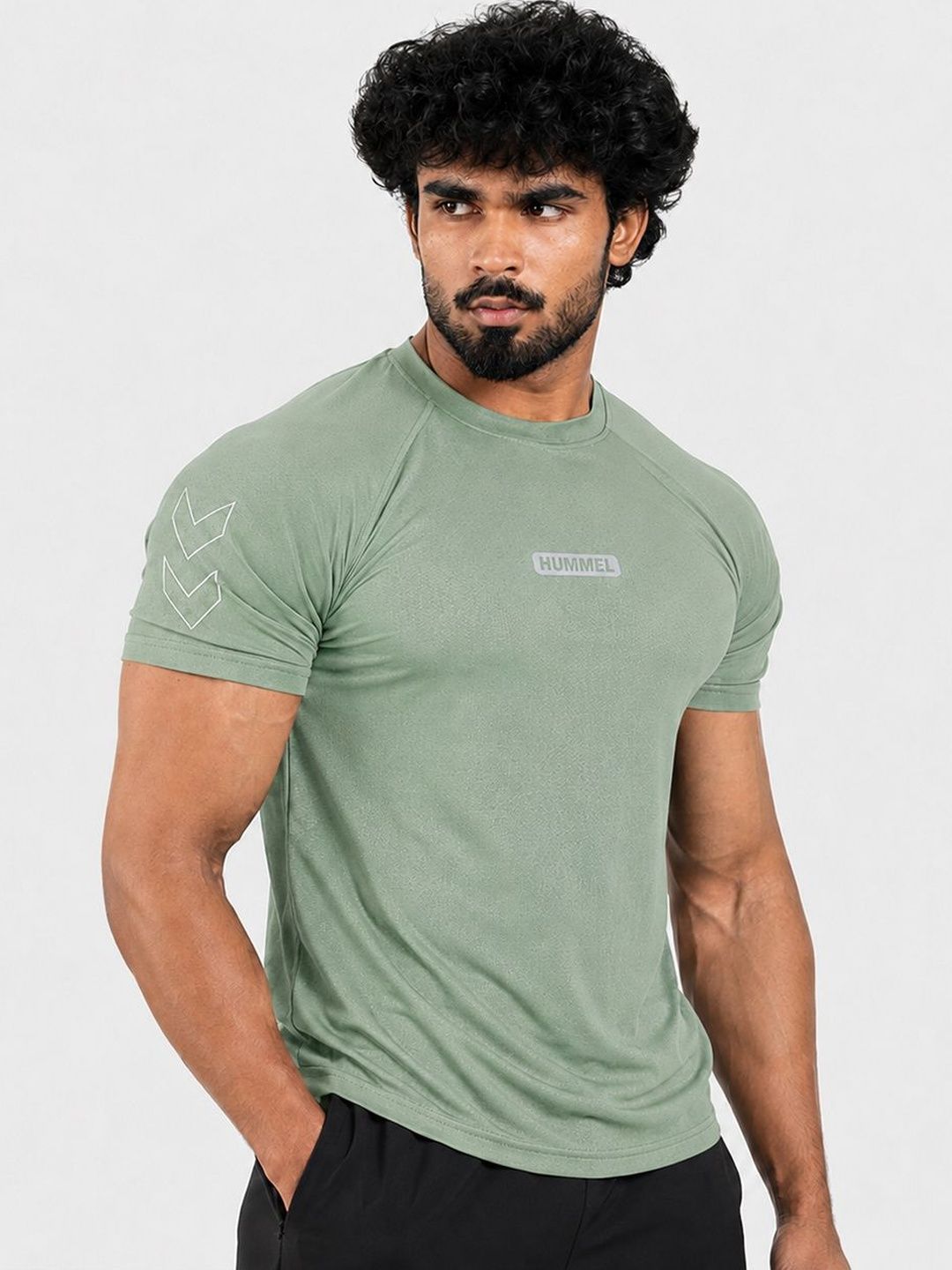 hummel Brand Logo Printed Round Neck Antimicrobial Regular Fit T-shirt