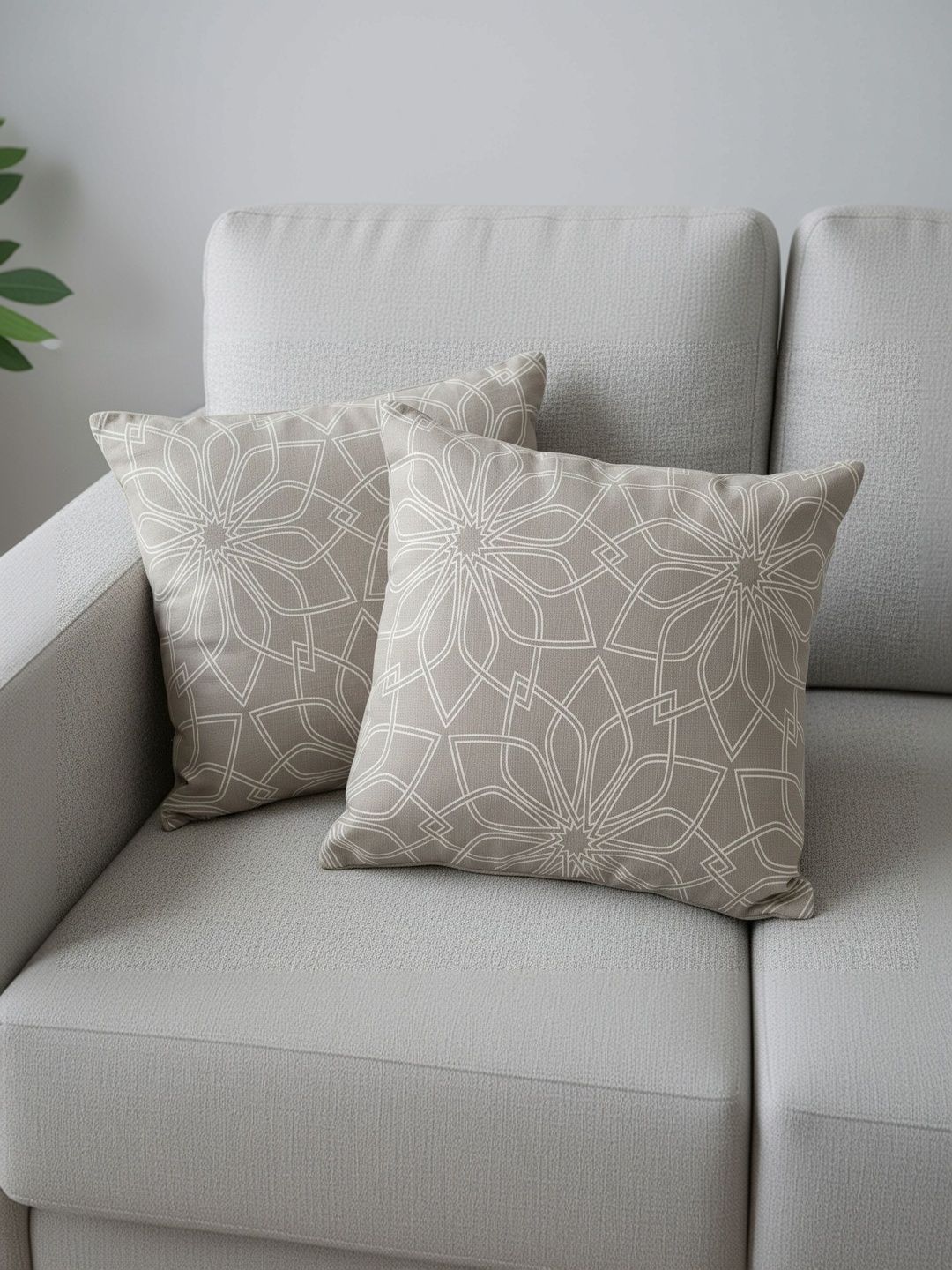 Themes Furnishings & Decor Themes Furnishings & Decor Beige Set of 2 Geometric Square Cushion Covers