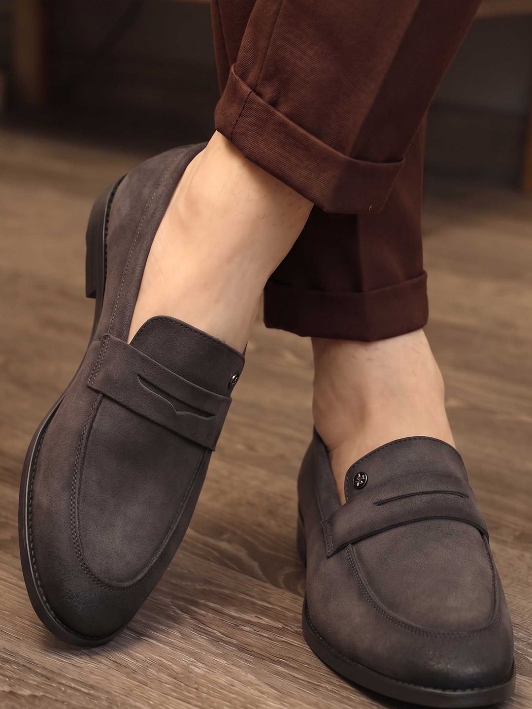 HERE&NOW Men Suede Slip On Formal Loafers
