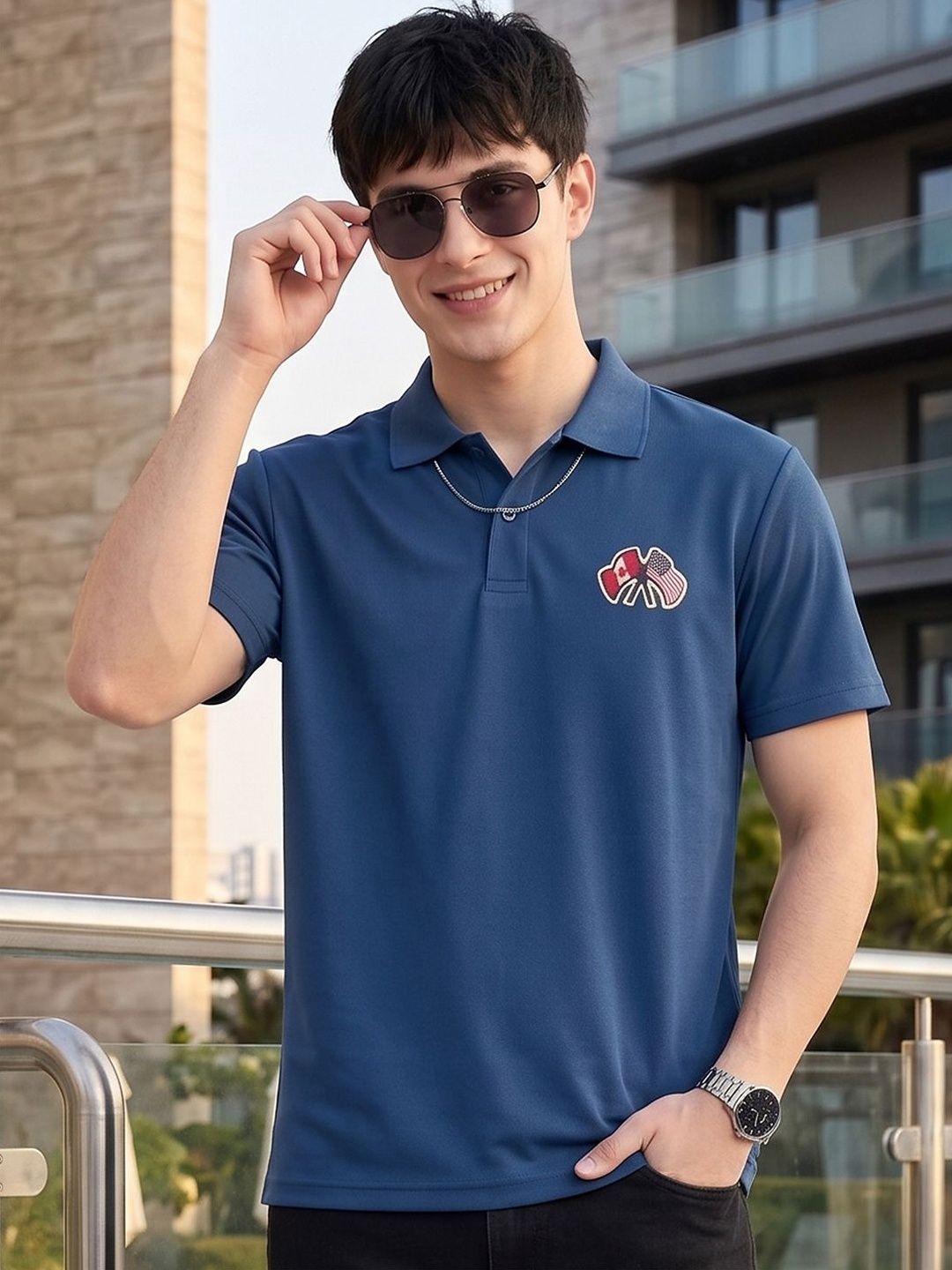 Mast & Harbour Men Brand Logo Polo Collar Applique T-shirt