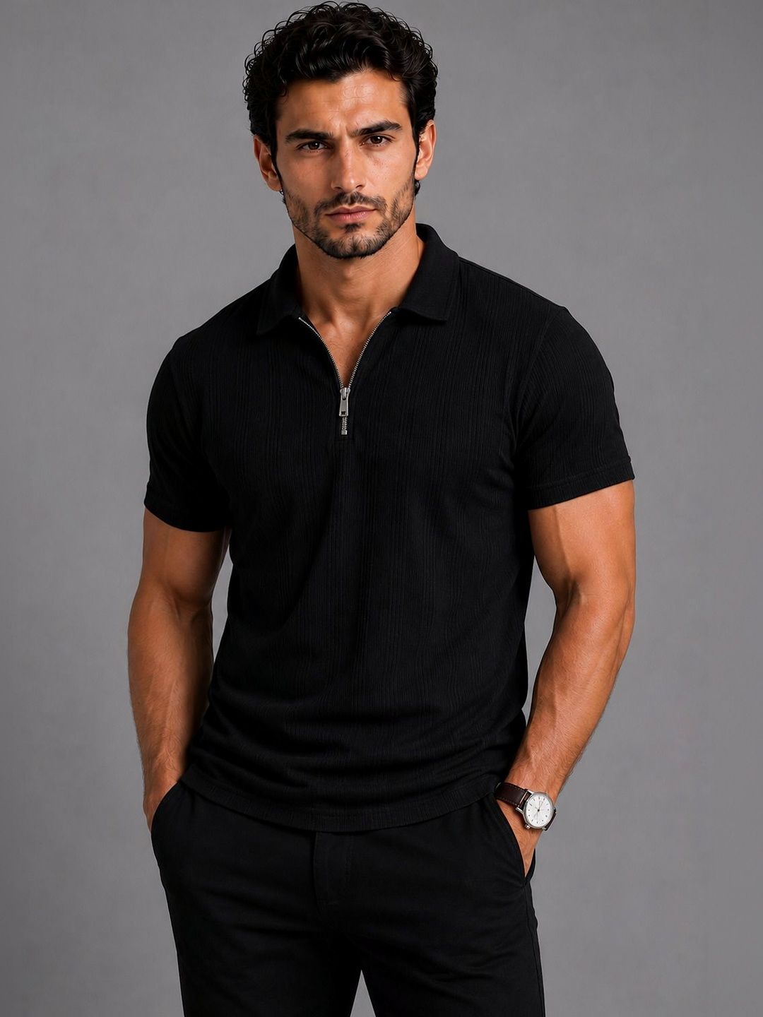 SWADESI STUFF Men Polo Collar T-shirt