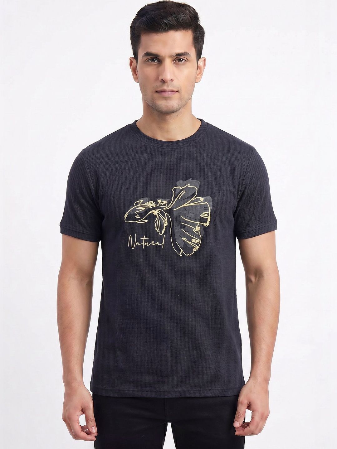 Plugin Men Floral Printed T-shirt