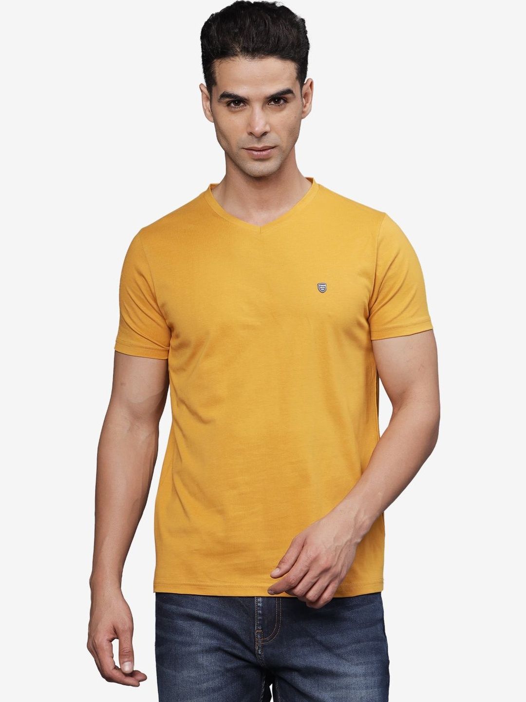 t-base Men Brand Logo V-Neck T-shirt