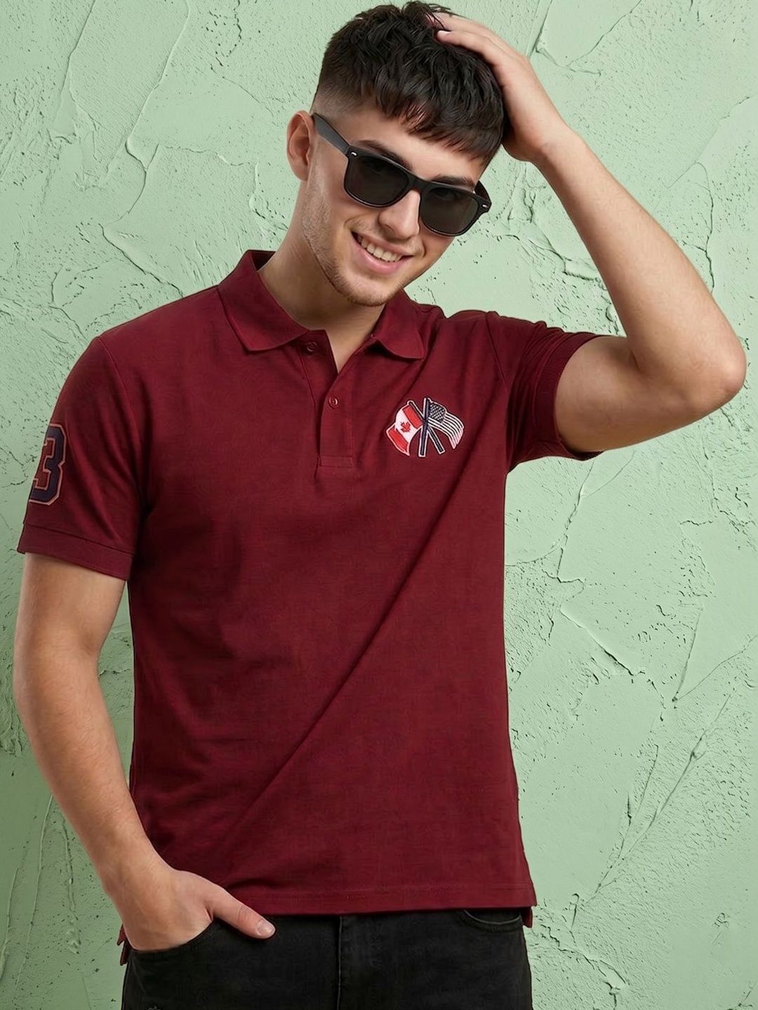 Moda Rapido Men Brand Logo Printed Polo Collar Applique T-shirt