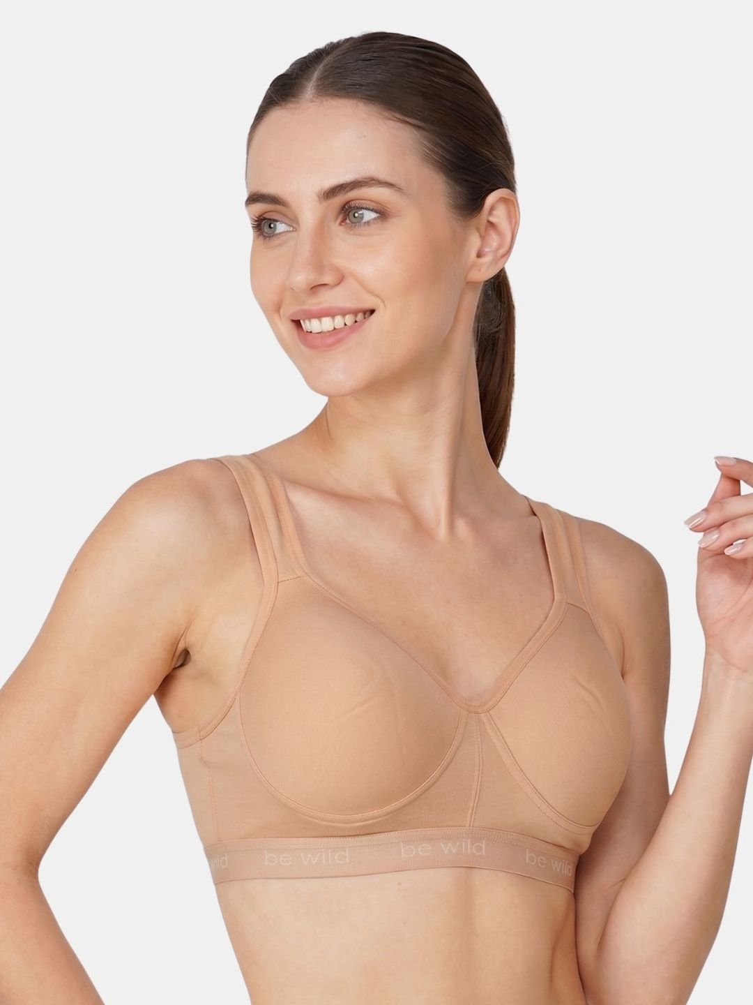 BEWILD Full Coverage Lightly Padded Styled Back Seamless Sports Bra