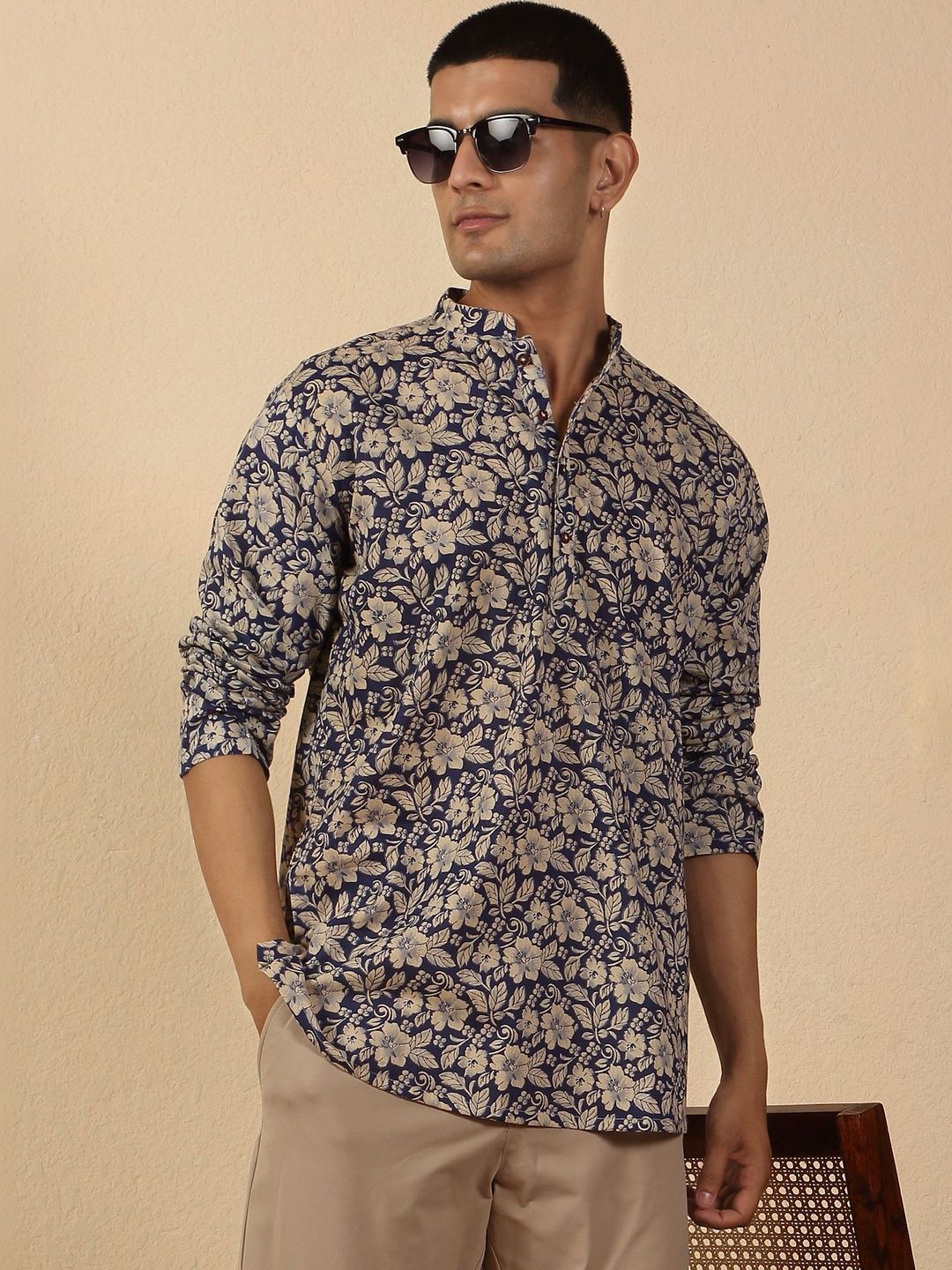 KRAFT INDIA Men Floral Printed Block Print Kurta
