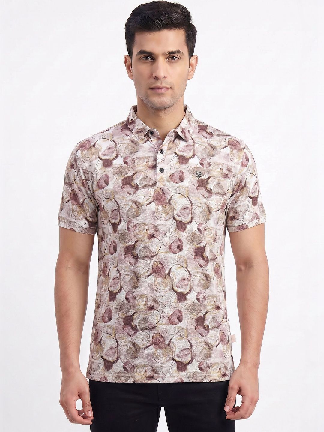 Plugin Men Printed Polo Collar T-shirt