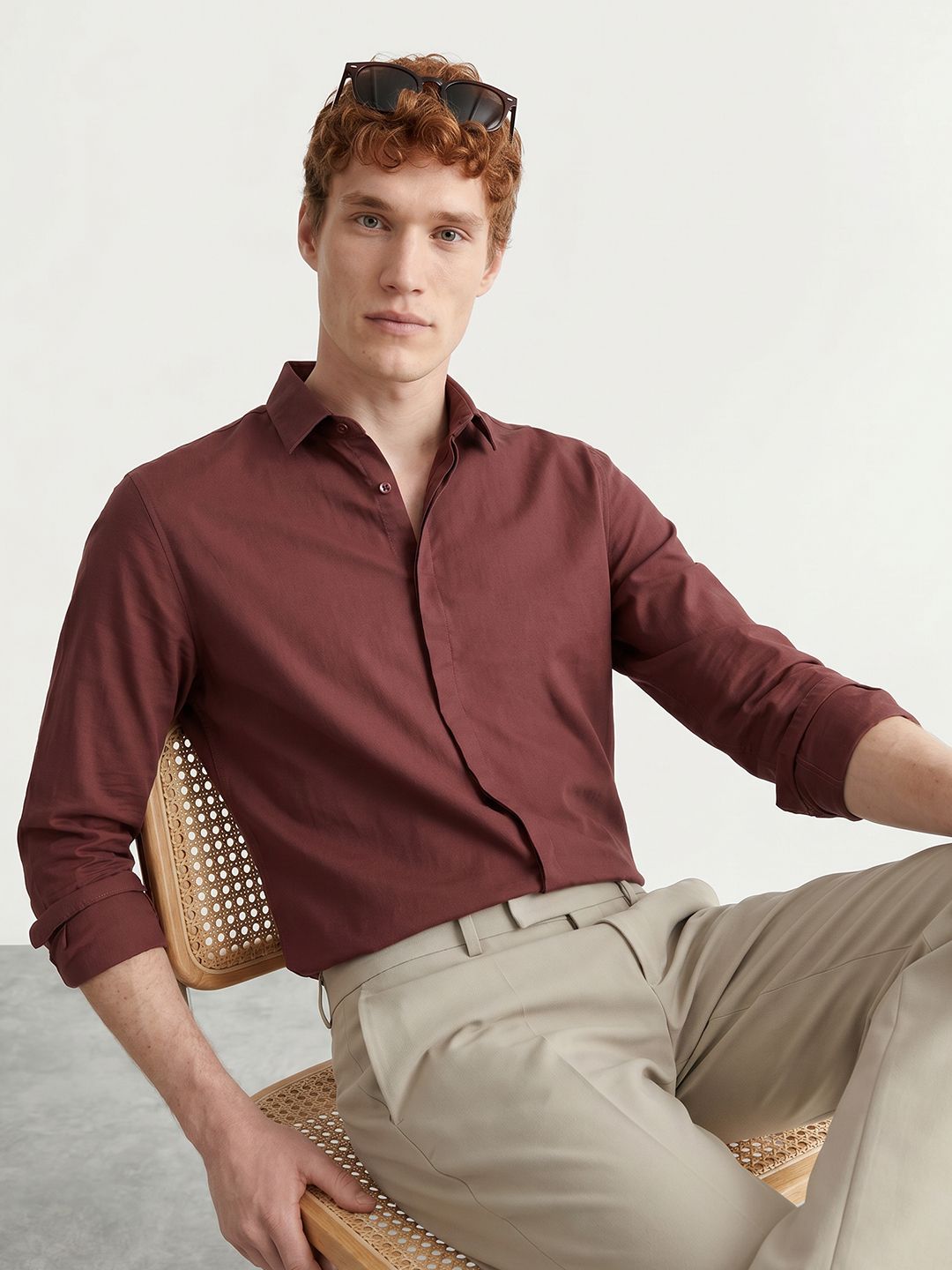 Mast & Harbour Mast & Harbour Spread Collar Standard Cotton Spandex Casual Shirt