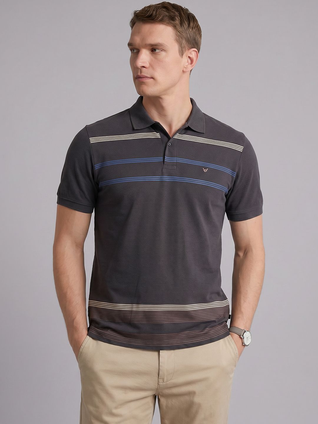 Blackberrys Striped Polo Collar T-Shirt