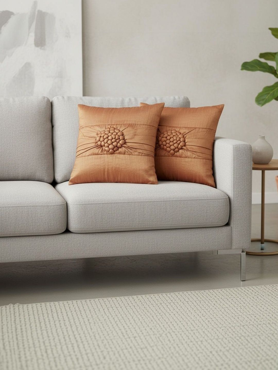 Themes Furnishings & Decor Themes Furnishings & Decor Orange Set of 2 Square Cushion Covers