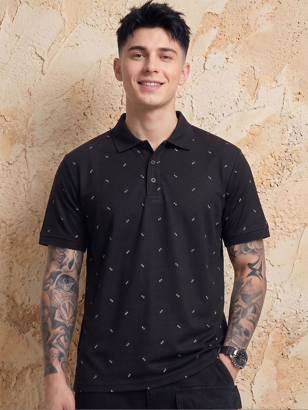 Moda Rapido Men Printed Polo Collar T-shirt