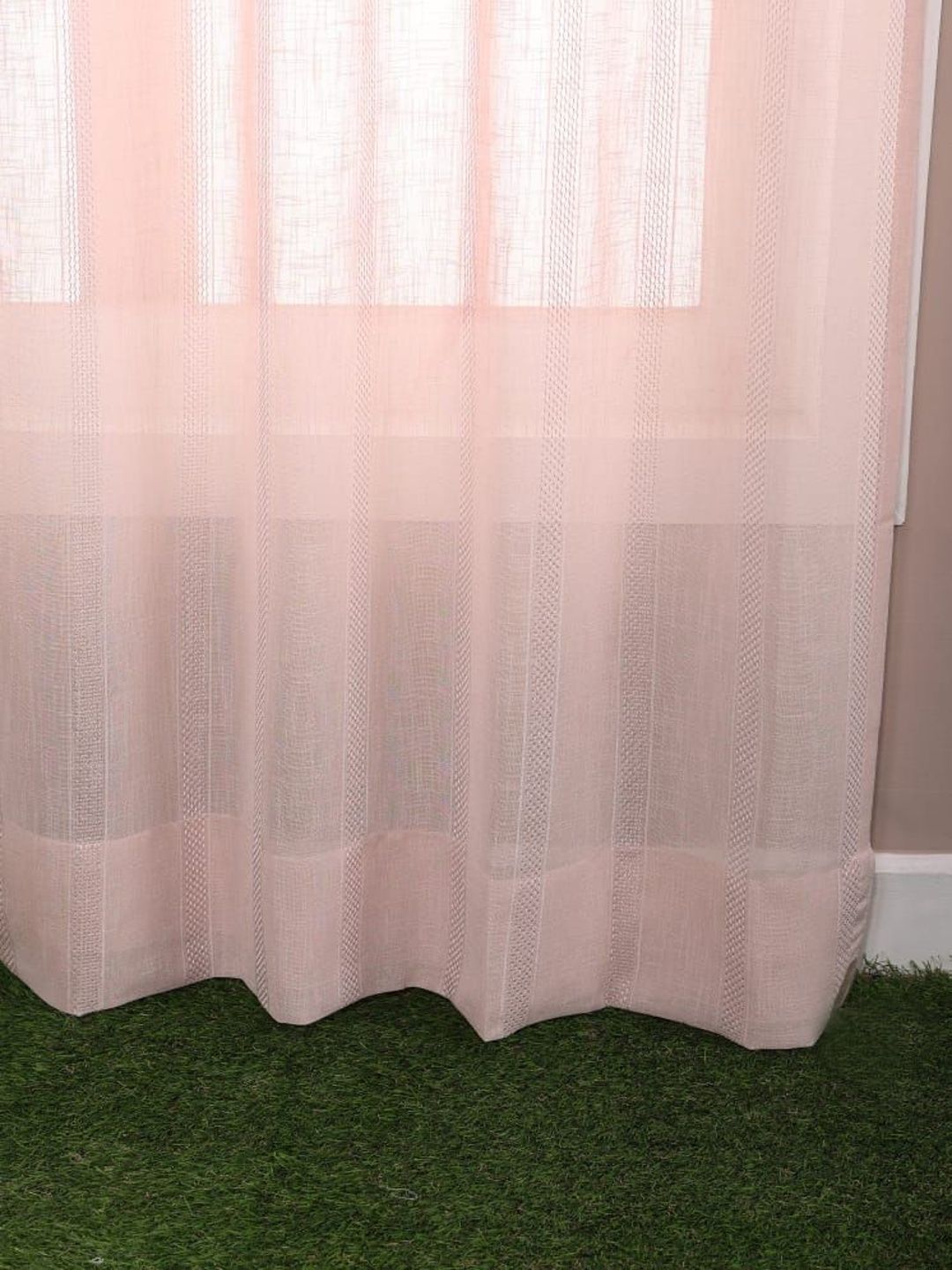 Vervique Pink Sheer Long Door Curtain