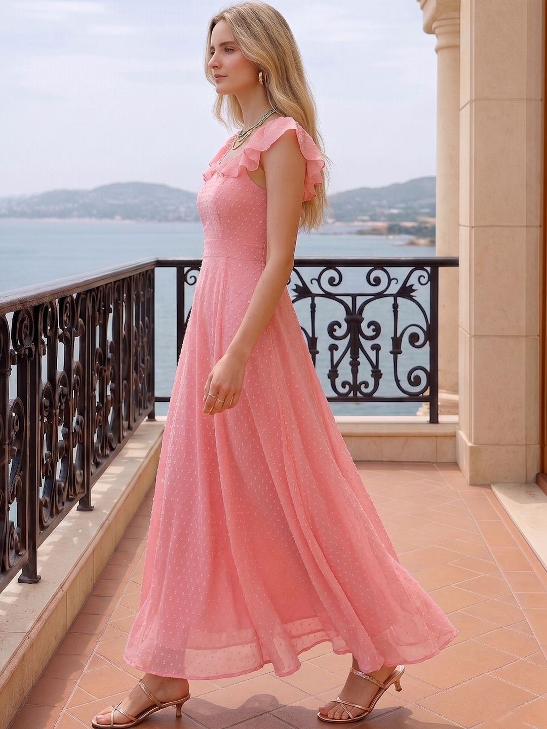 Formal PINK Women's Maxi Dresses Buy Aayu Women Self Design Fit Flare Maxi Dress Dresses For Women 31419384 Myntra