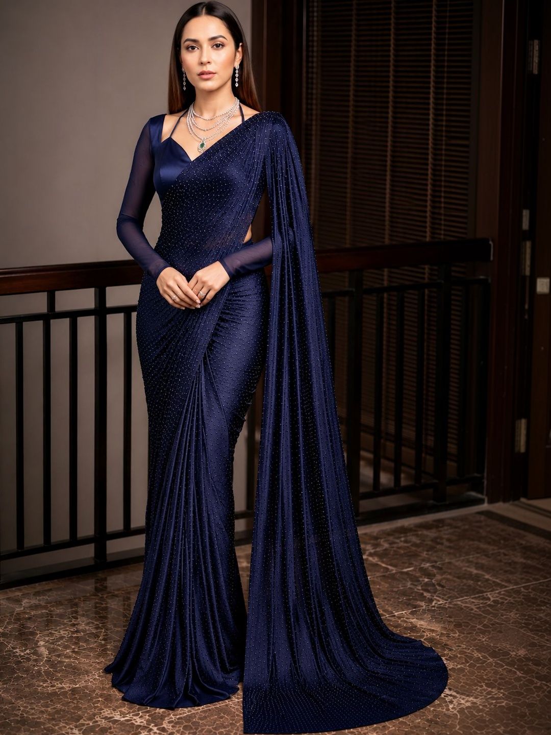 KALINI Embellished Sequinned Art Silk Heavy Work Banarasi Saree