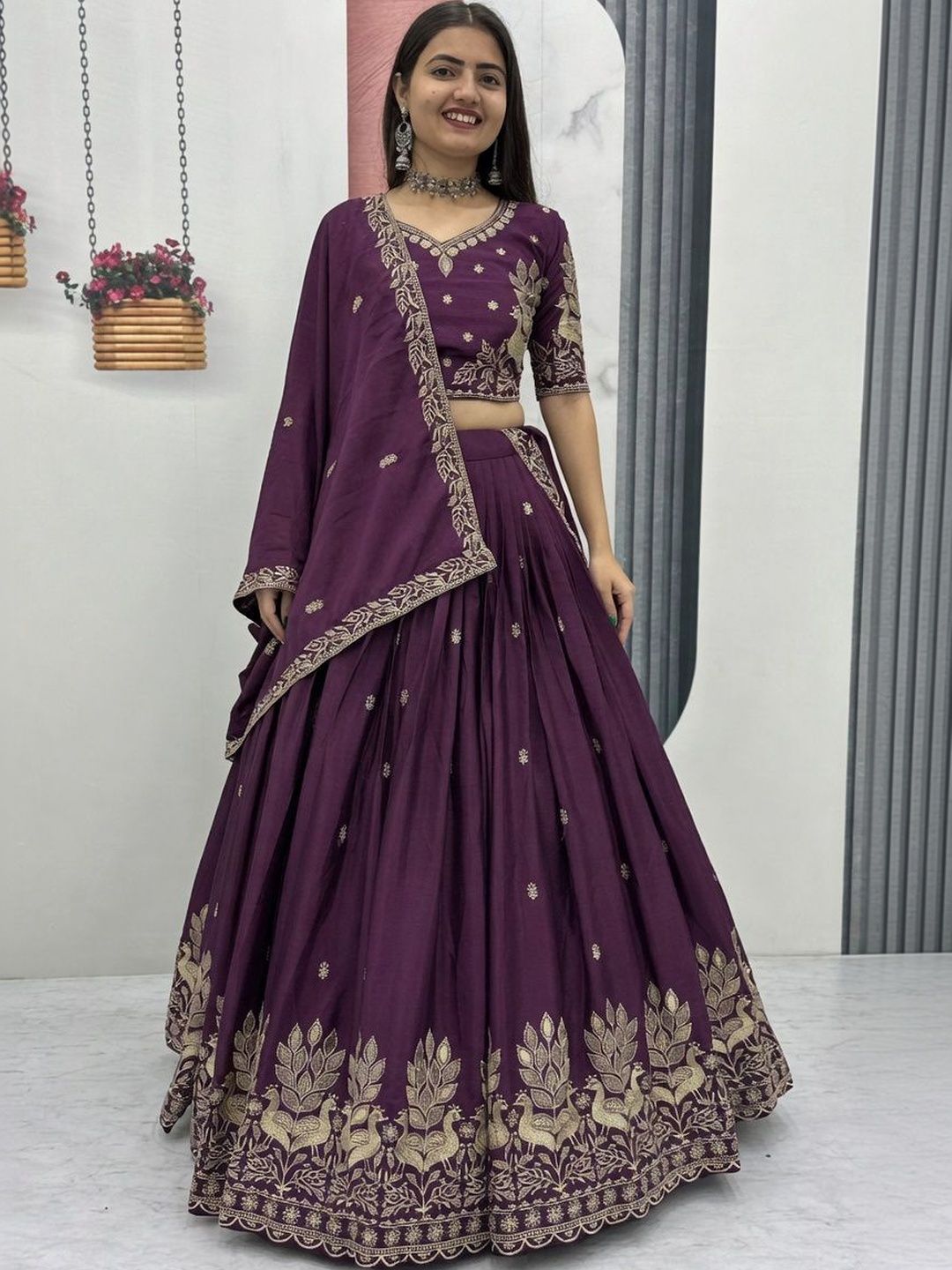Closin Embroidered Semi-Stitched Lehenga & Unstitched Blouse With Dupatta
