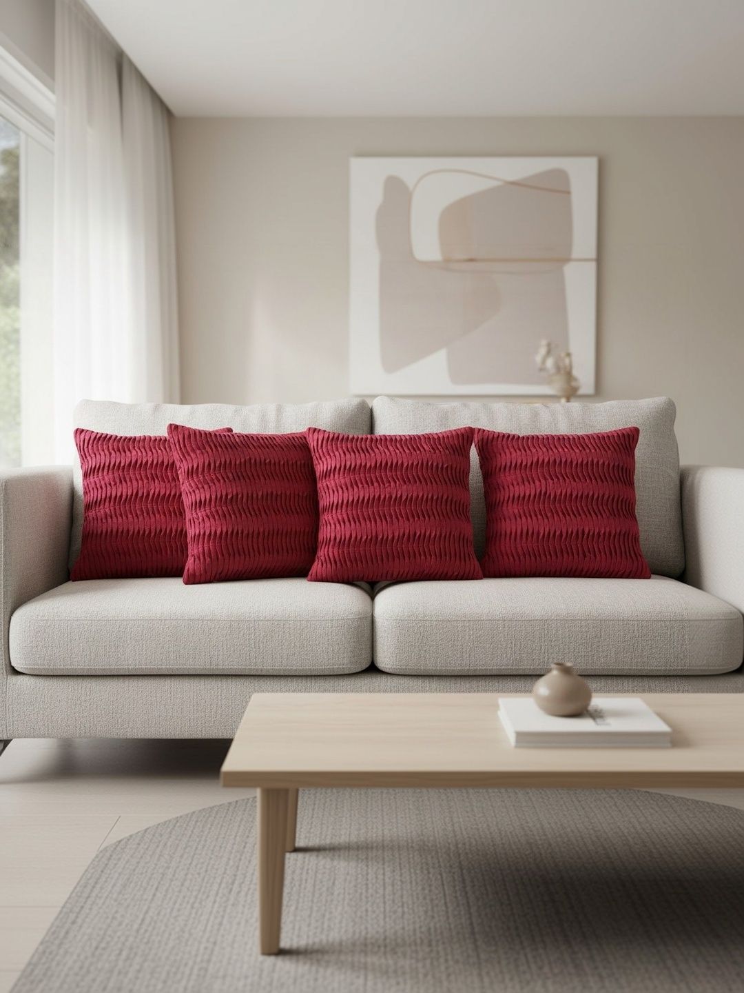 Themes Furnishings & Decor Themes Furnishings & Decor Red Set of 3 Square Cushion Covers