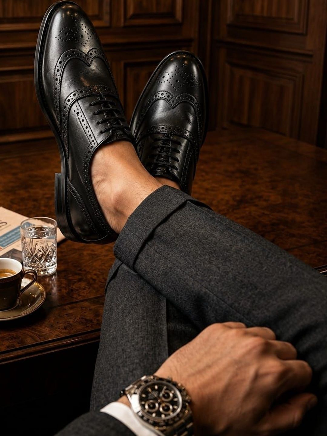 House of Pataudi Men Textured Round Toe Lace-Ups Brogues Formal Shoes