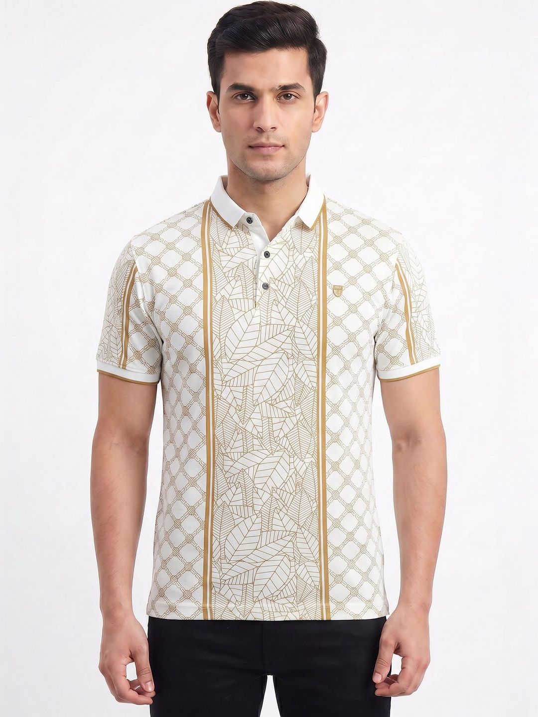Plugin Men Printed Polo Collar T-shirt
