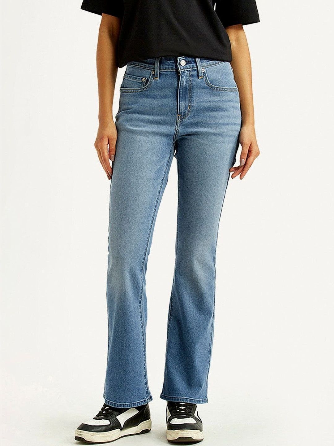 Levis Levis Women's Mid Rise Flared Fit Blue Jeans