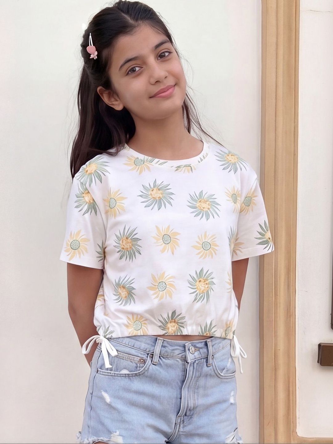 Lil Tomatoes Floral Print Cotton Crop Top