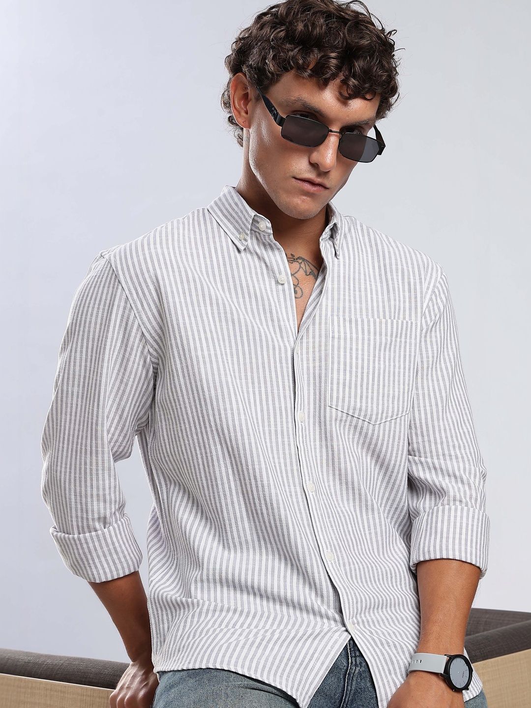 HERE&NOW Men Striped Casual Shirt