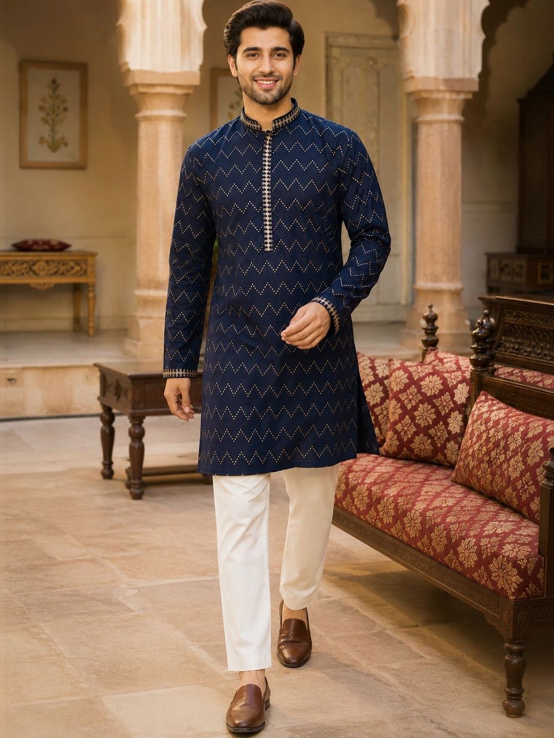 Embellished Straight Kurta SOURAGYA Men Kurta