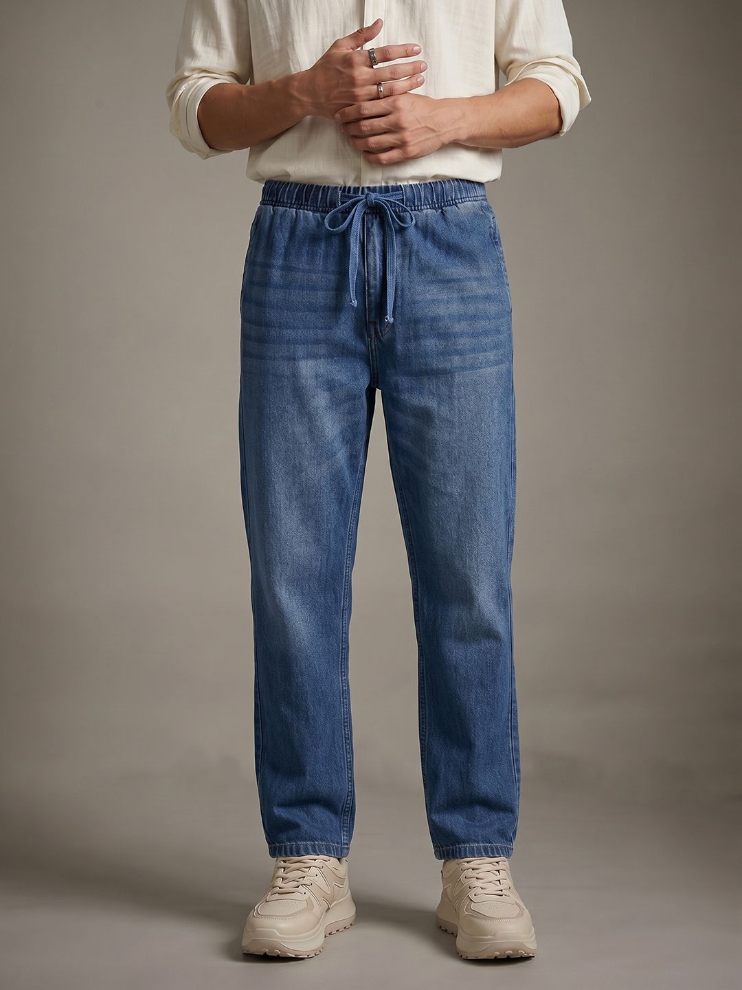 glitchez Men Straight Fit Light Fade Pure Cotton Jeans