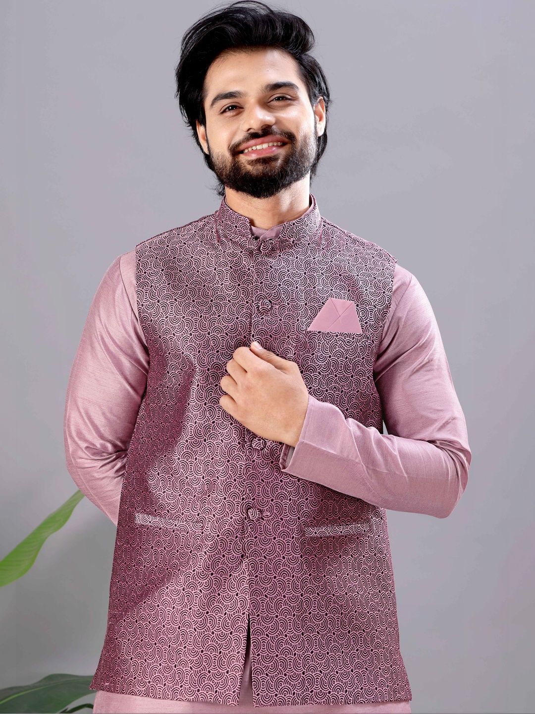 MODERN MUGHALS Woven Design Nehru Jacket