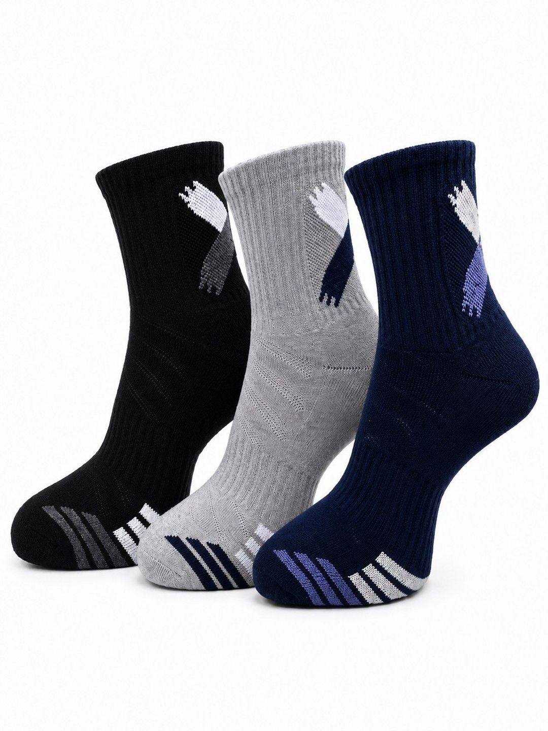 Dollar Men Pack of 3 Cotton Assorted Patterned Above Ankle Socks