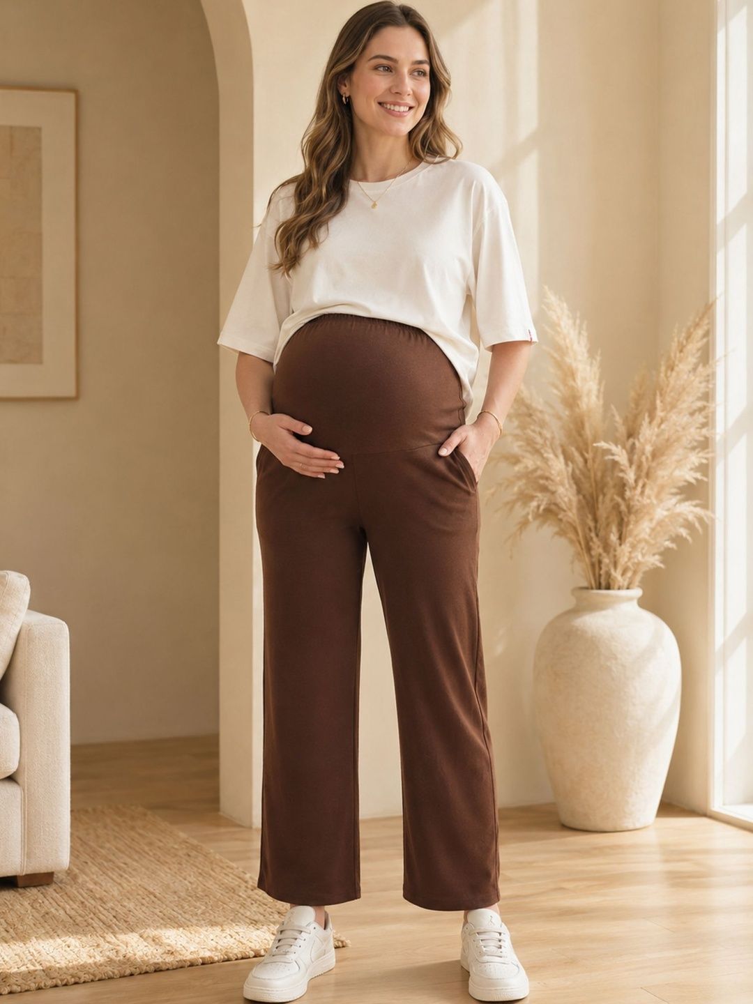 KARPATA Women Straight-Fit Maternity Track Pants